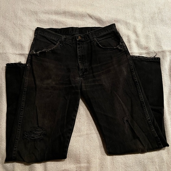 Distress Black baggy rustler jeans - Picture 1 of 4